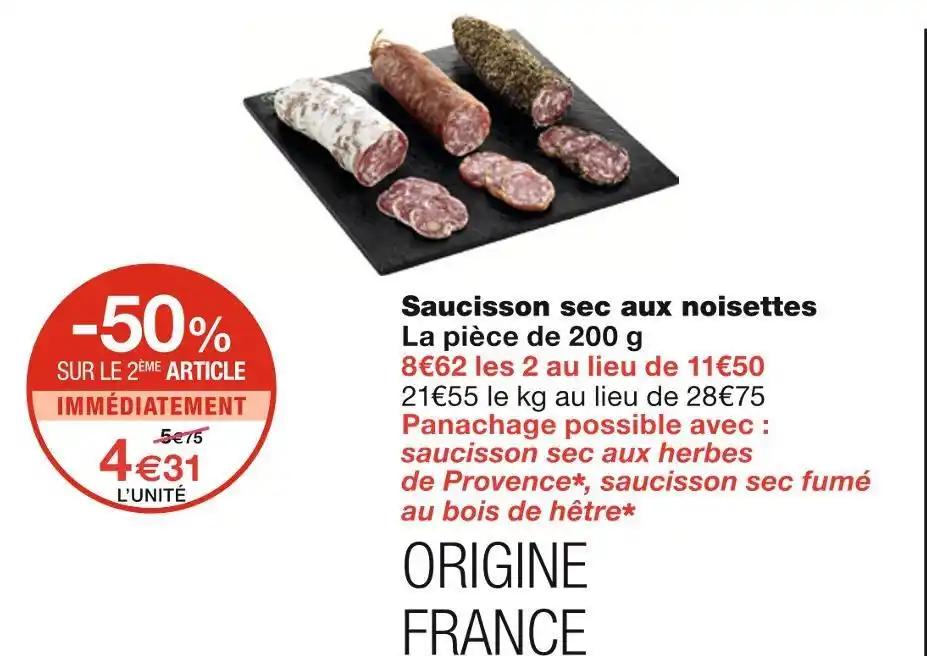 Saucisson sec aux noisettes