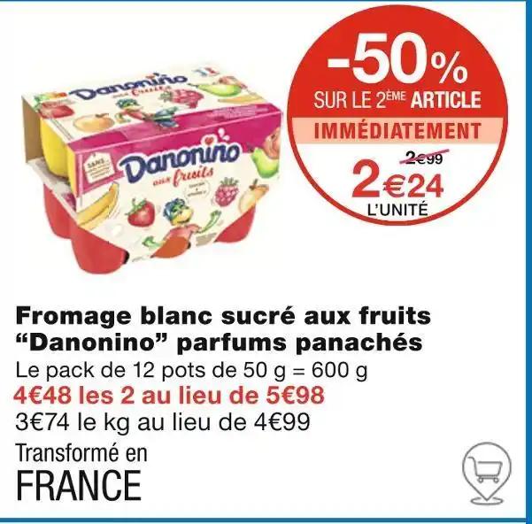 Danonino Fromage blanc sucré aux fruits parfums panachés