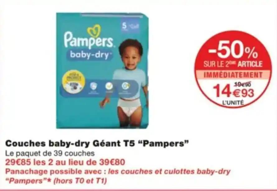 Couches baby-dry Géant T5 “Pampers”