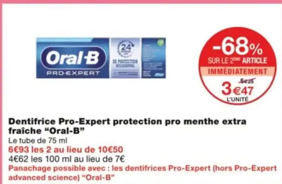 Dentifrice Pro-Expert protection pro menthe extra fraîche "Oral-B"