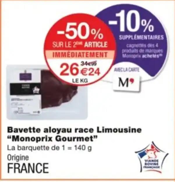 Bavette aloyau race Limousine “Monoprix Gourmet”