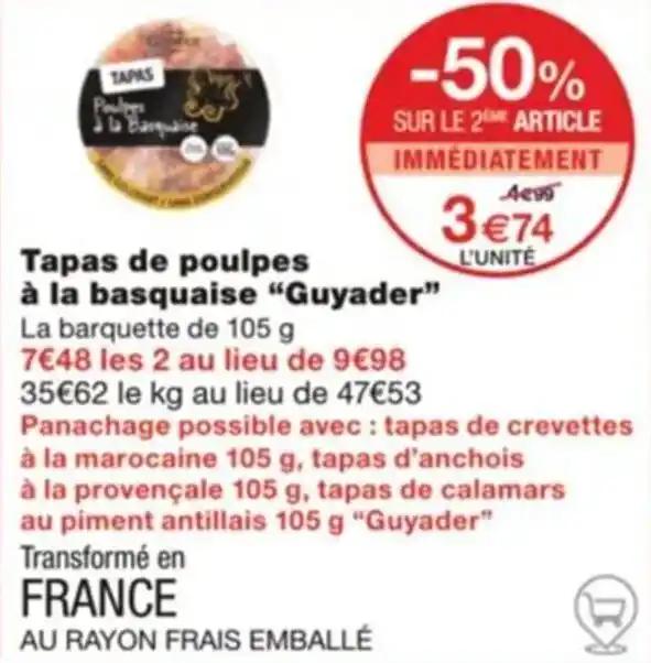 Tapas de poulpes à la basquaise “Guyader” La barquette de 105 g