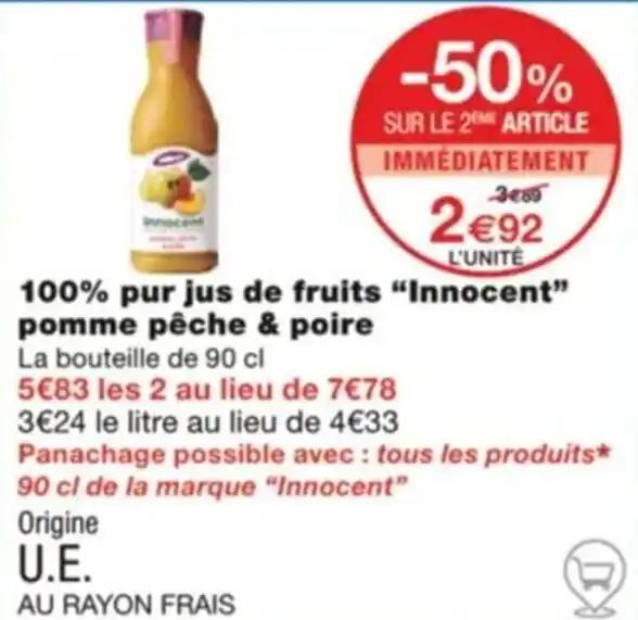 100% pur jus de fruits "Innocent" pomme pêche & poire