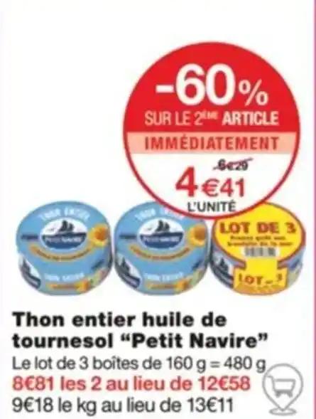 Thon entier huile de tournesol “Petit Navire”