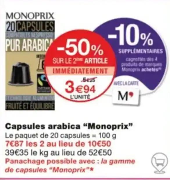 Capsules arabica “Monoprix”