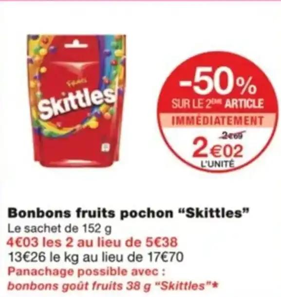 Bonbons fruits pochon “Skittles" Le sachet de 152 g