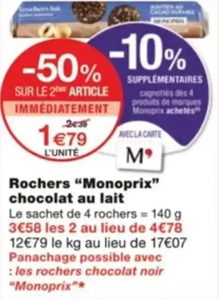 Rochers "Monoprix" chocolat au lait