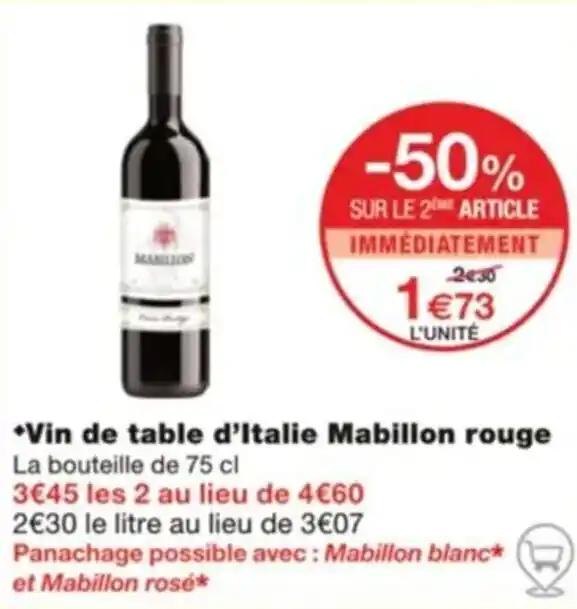 *Vin de table d'Italie Mabillon rouge
