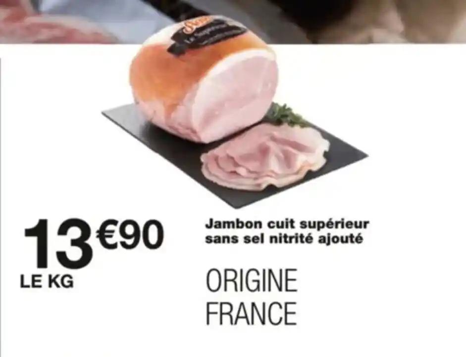 Jambon cuit supérieur sans sel nitrité ajouté