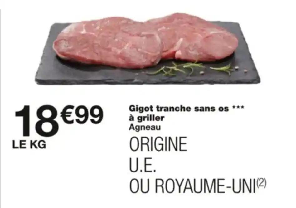 Gigot tranche sans os à griller Agneau