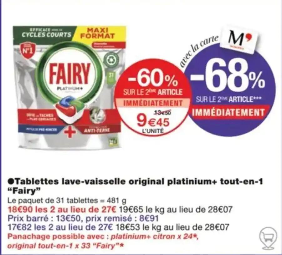 Tablettes lave-vaisselle original platinium+ tout-en-1 "Fairy"