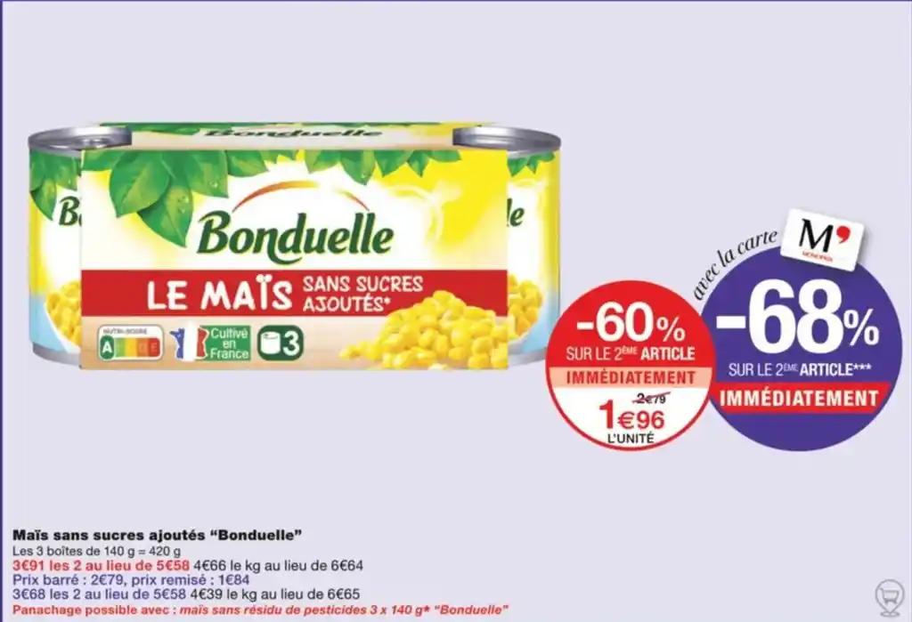 Maïs sans sucres ajoutés "Bonduelle"