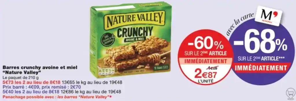Barres crunchy avoine et miel "Nature Valley"