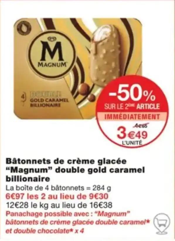 Bâtonnets de crème glacée "Magnum" double gold caramel billionaire