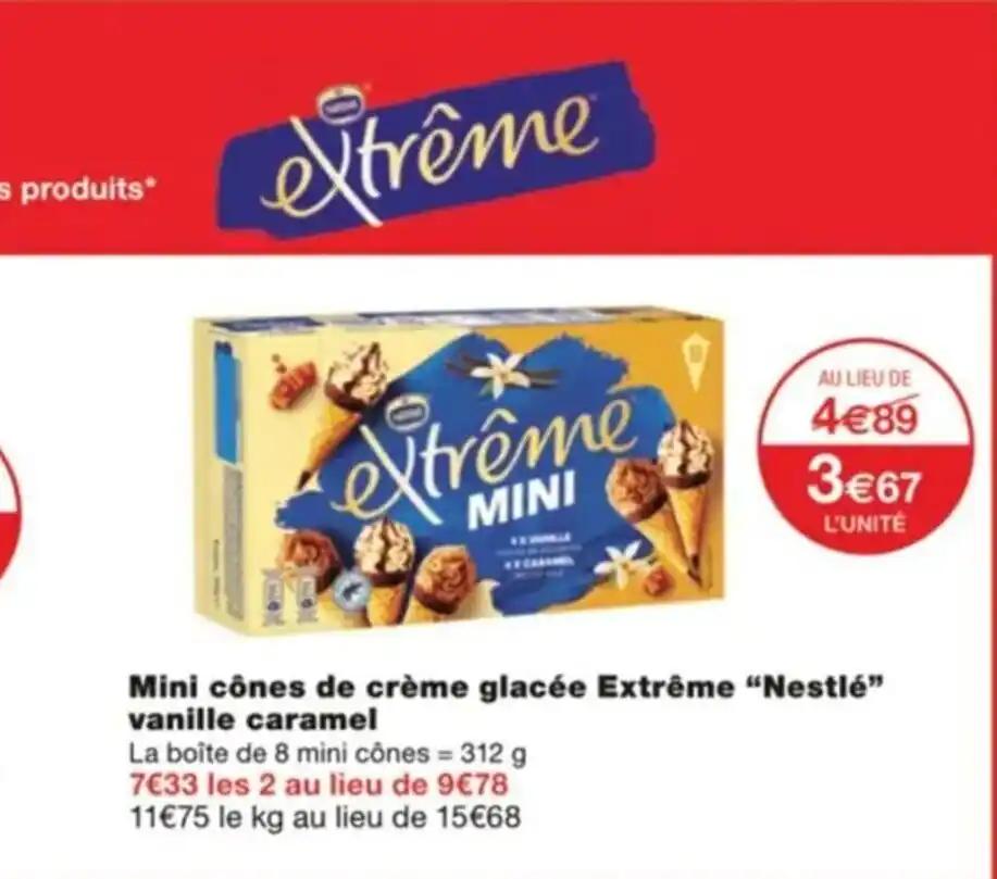 Mini cônes de crème glacée Extrême “Nestlé” vanille caramel