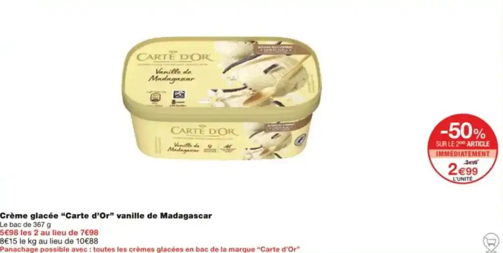 Crème glacée "Carte d'Or” vanille de Madagascar