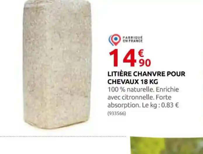 LITIÈRE CHANVRE POUR CHEVAUX 18 KG
