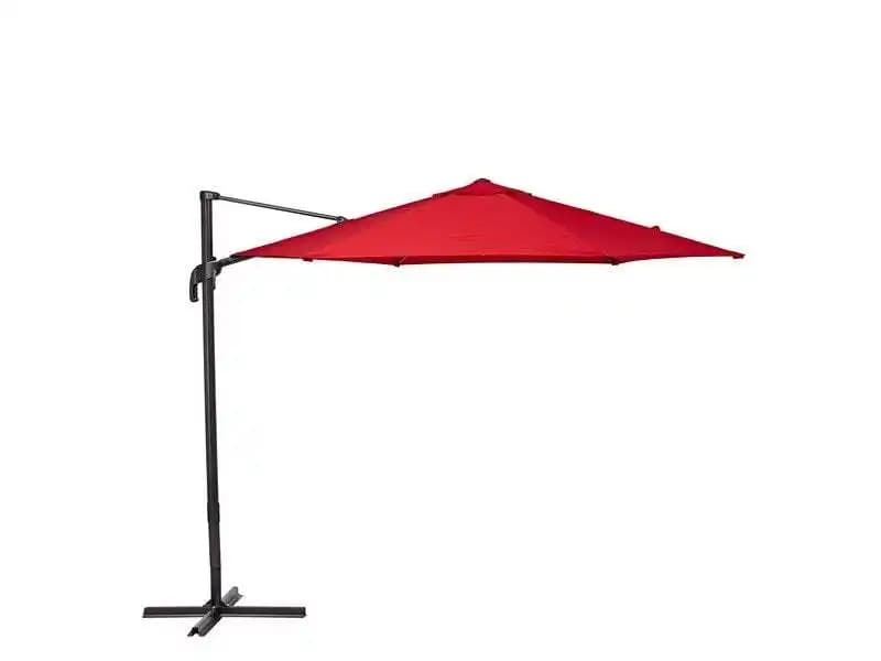 Parasol déporté NATERIAL Avea rouge hexagonal, L.289 x l.289 cm