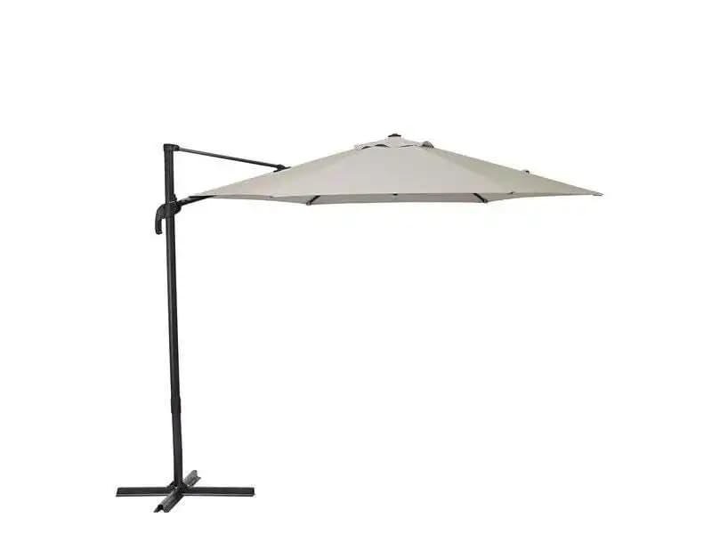 Parasol déporté NATERIAL Avea taupe hexagonal, L.289 x l.289 cm