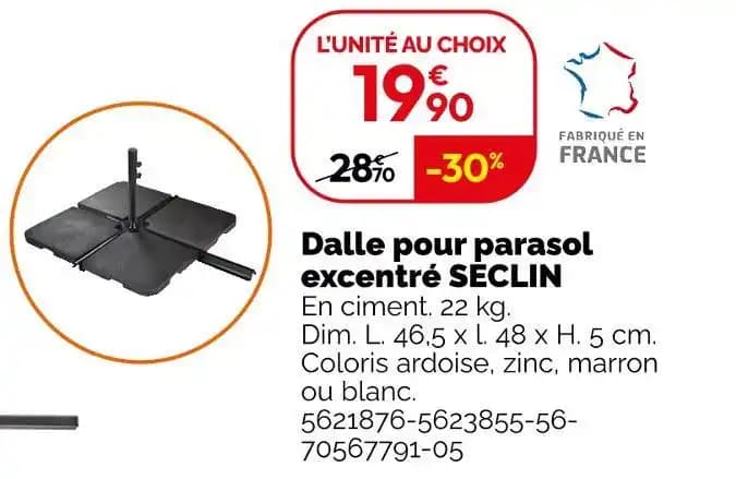 Naterial Dalle pour parasol excentré SECLIN