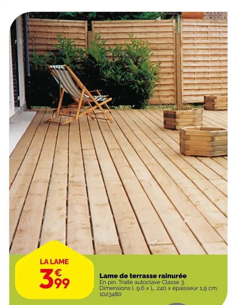 Lame de terrasse rainurée