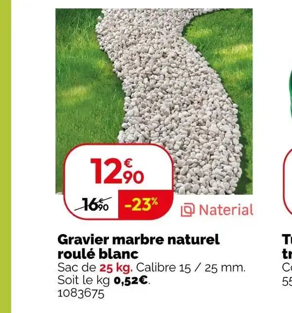 Naterial Gravier marbre naturel roulé blanc
