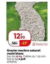 Gravier marbre naturel roule blanc