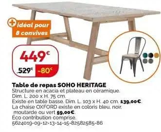 Soho heritage - table de repas