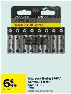 Carrefour - maxi pack 16 piles lr6/aa i tech+