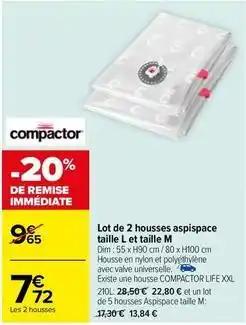 Compactor - lot de 2 housses aspispace taille l et taille m
