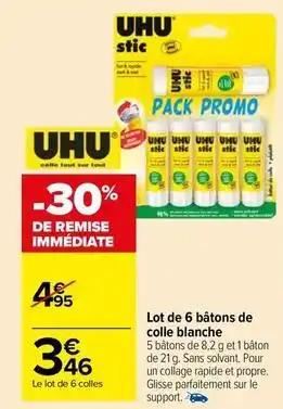 Uhu - lot de 6 bâtons de colle blanche