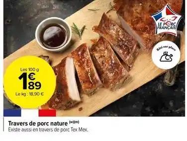 Travers de porc nature