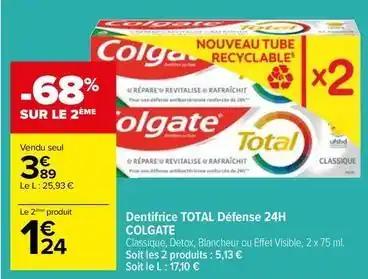 Colgate - dentifrice total défense