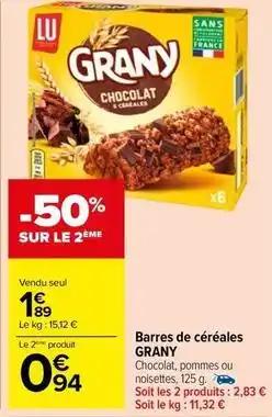 Lu - barres de céréales grany