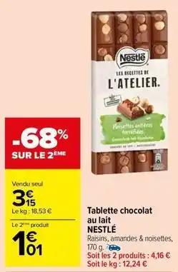 Nestlé - tablette chocolat au lait