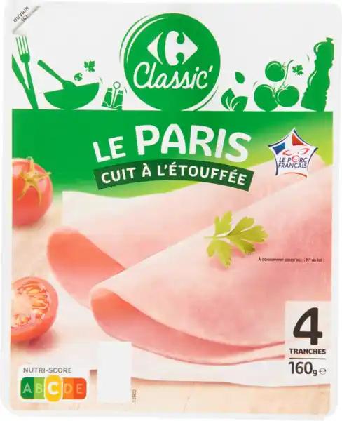 CARREFOUR CLASSIC Jambon le paris cuit à l'étouffée