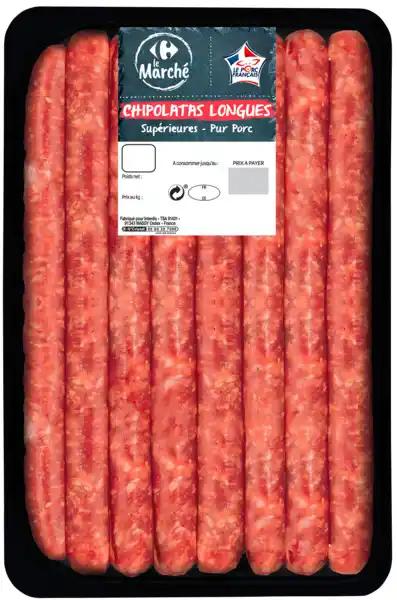 8 chipolatas natures longues CARREFOUR Le Marché
