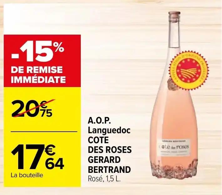 A.O.P. Languedoc COTE DES ROSES GERARD BERTRAND Rosé, 1,5 L.
