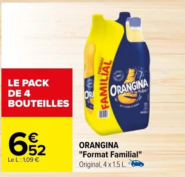 ORANGINA "Format Familial" Original, 4 x 1.5 L.