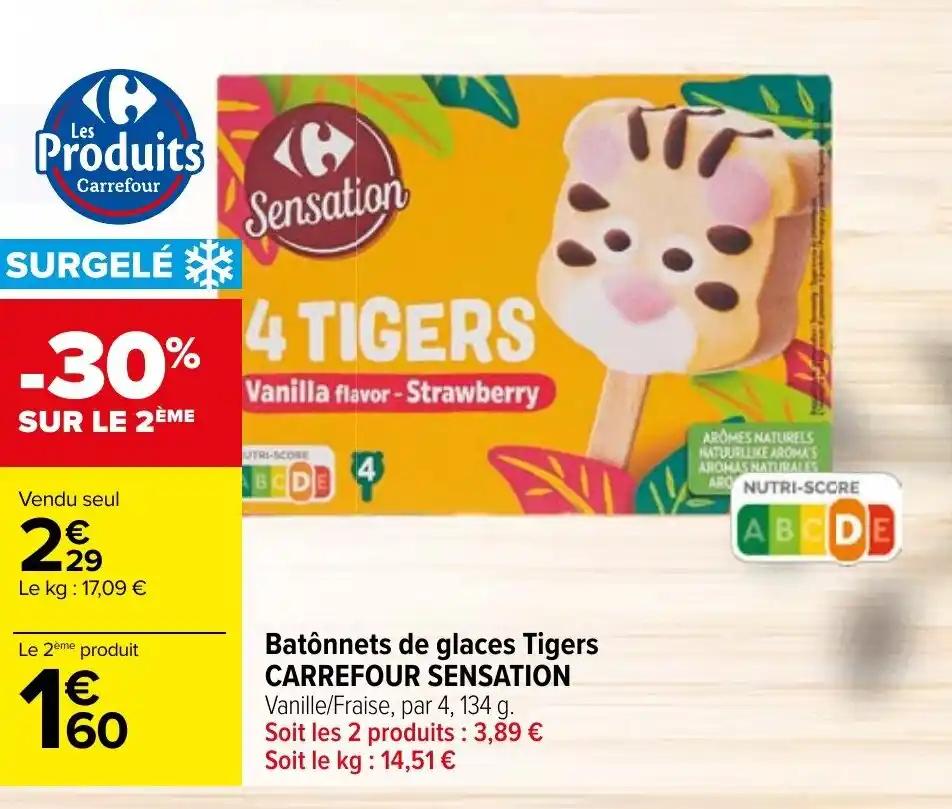 Batônnets de glaces Tigers CARREFOUR SENSATION