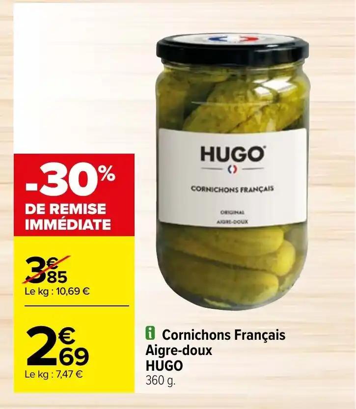 Cornichons Français Aigre-doux HUGO 360 g.