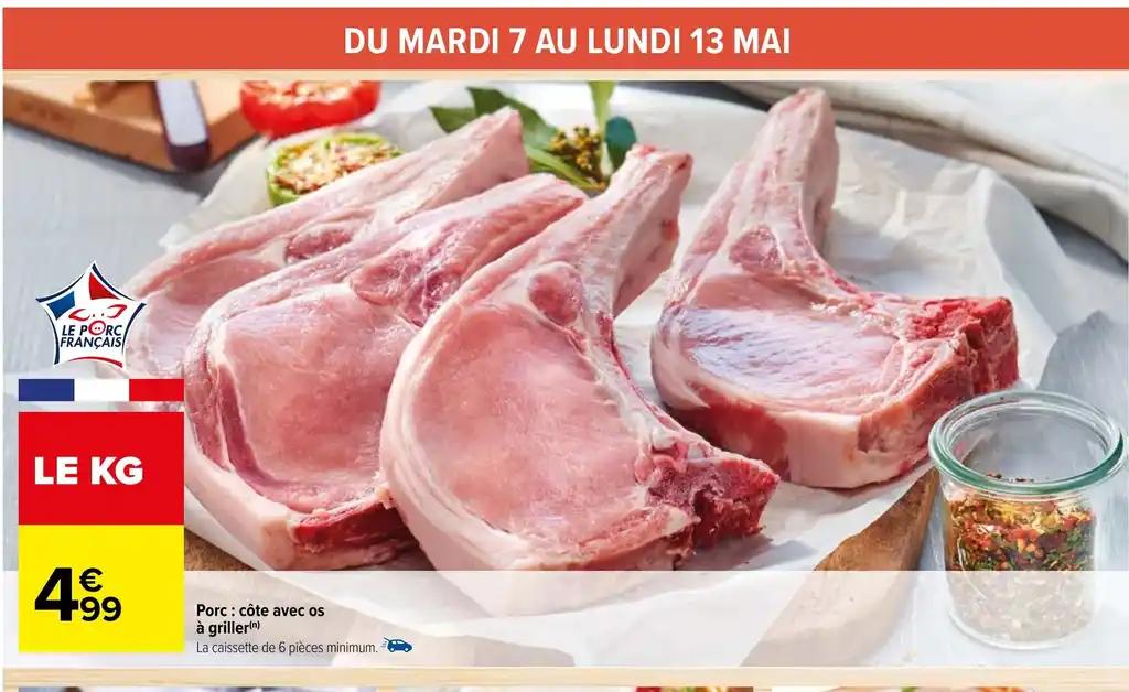 Porc côte avec os à griller(n)