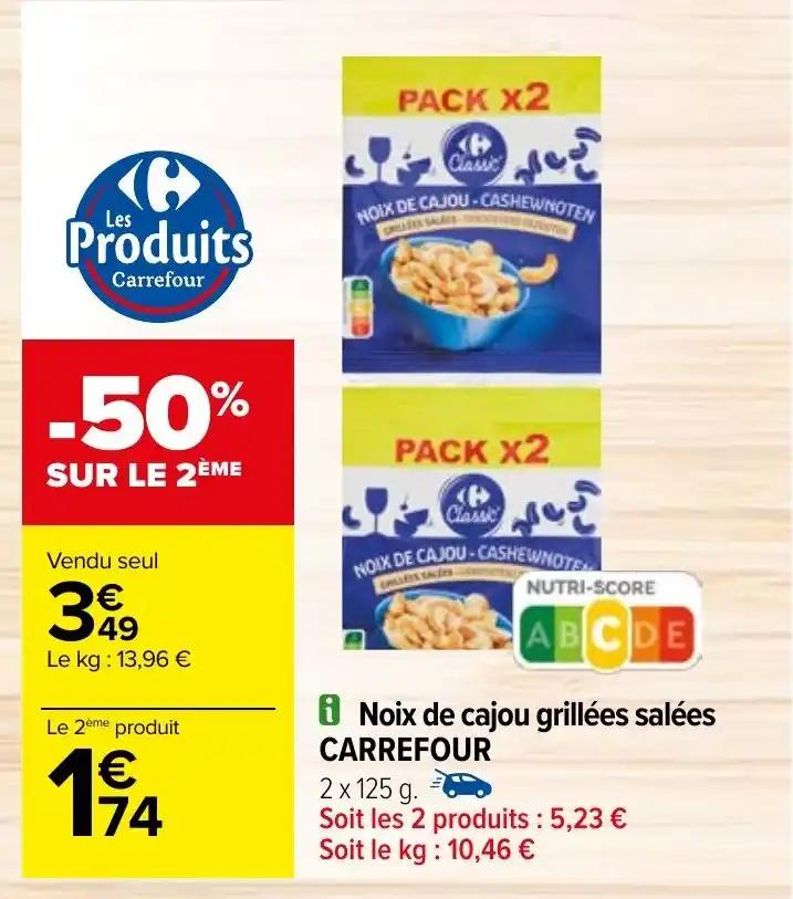 Noix de cajou grillées salées CARREFOUR