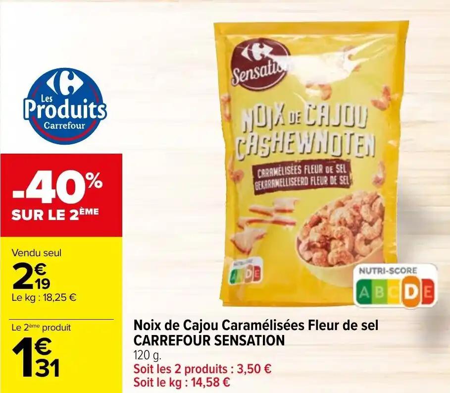 Noix de Cajou Caramélisées Fleur de sel CARREFOUR SENSATION