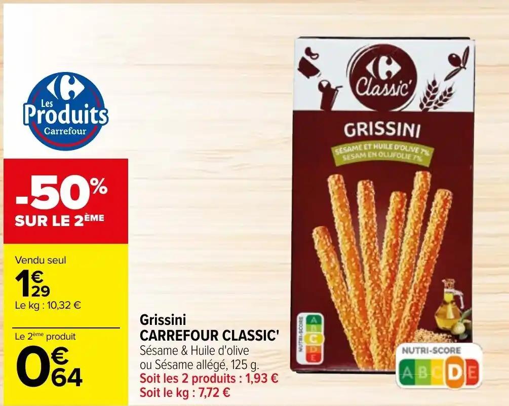 Grissini CARREFOUR CLASSIC' Sésame & Huile d'olive