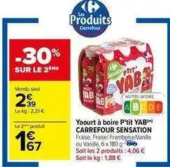 Carrefour - yaourt à boire p'tit yab sensation