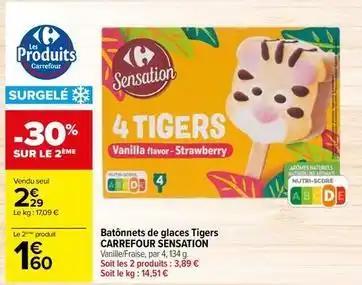 Carrefour - batônnets de glaces tigers sensation
