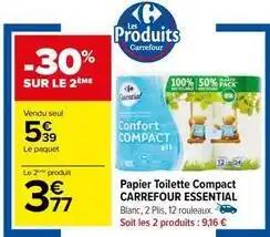 Carrefour - papier toilette compact essential