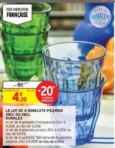 Duralex - le lot de 4 gobelets picardie