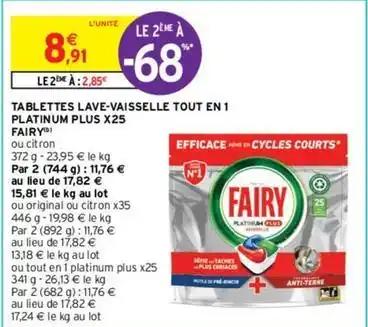 Fairy - tablettes lave vaisselle tout en 1 platinum plus